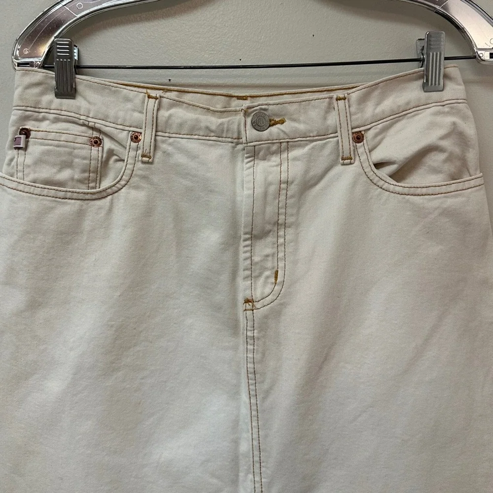 Polo Jeans Co Ralph Lauren Cream Denim Maxi Skirt Front Slit Size 6 7008WUZ1018